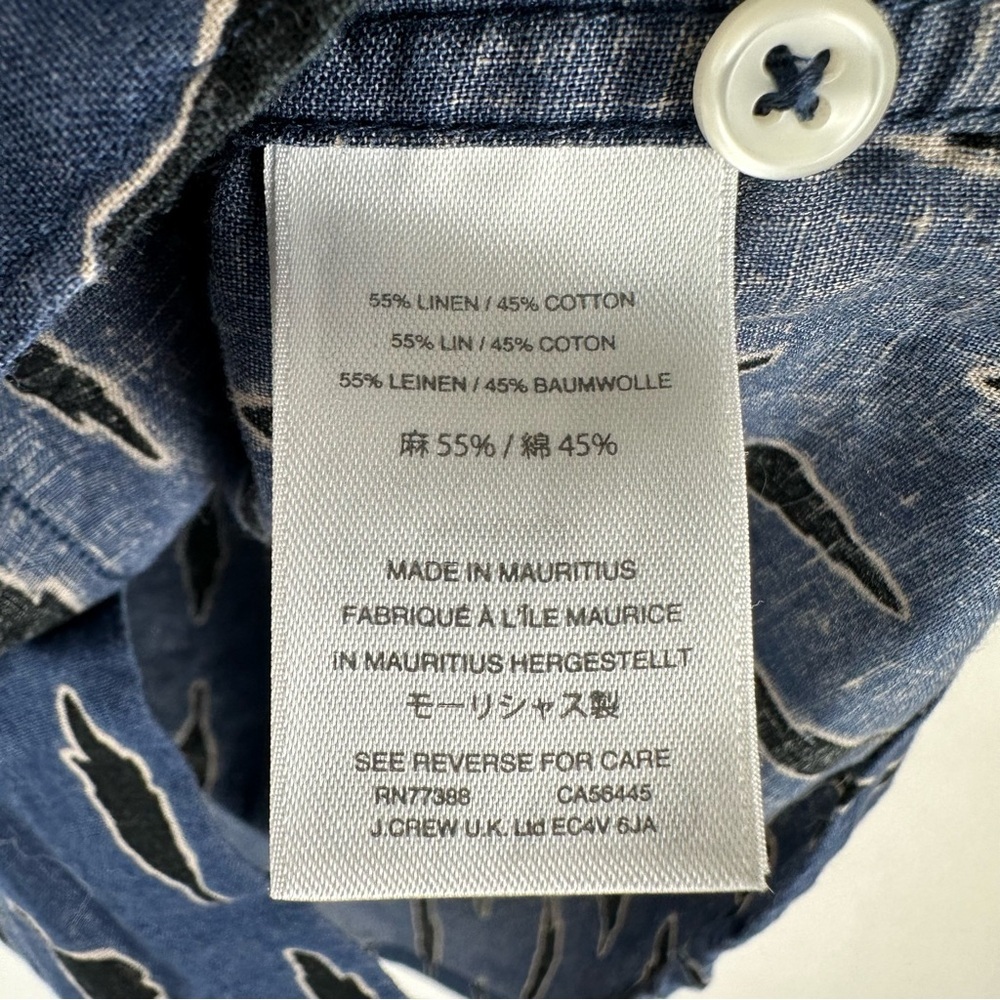 J Crew Linen Blend Leaf Print Button Down‎ Shirt Resort Business Casual - Picture 5 of 8
